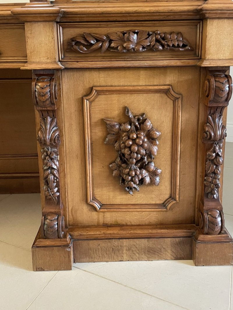 Majestic Antique Victorian Carved Oak Mirror Backed Sideboard - Image 8